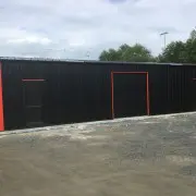 Large black steel building