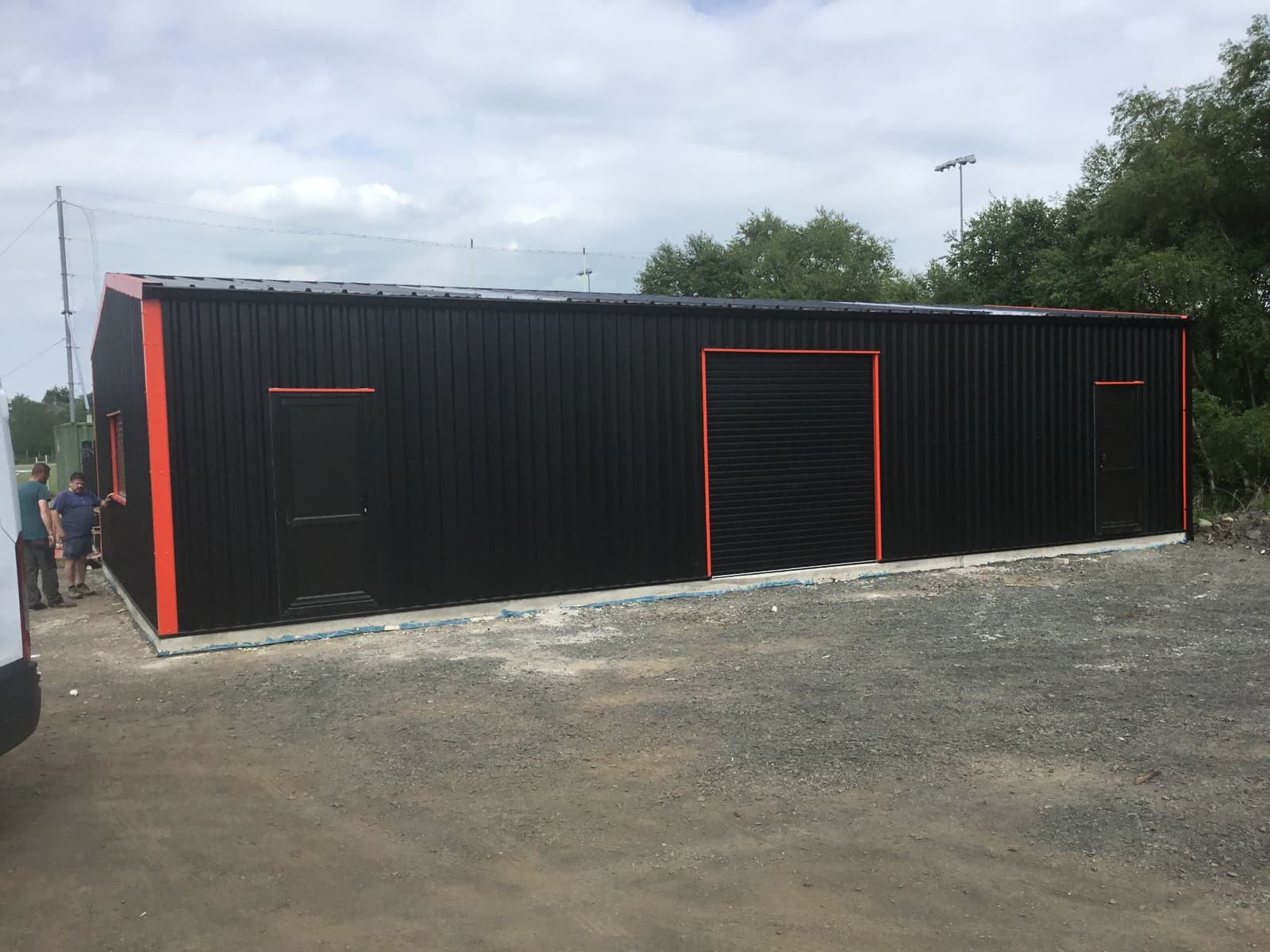 Large black steel building
