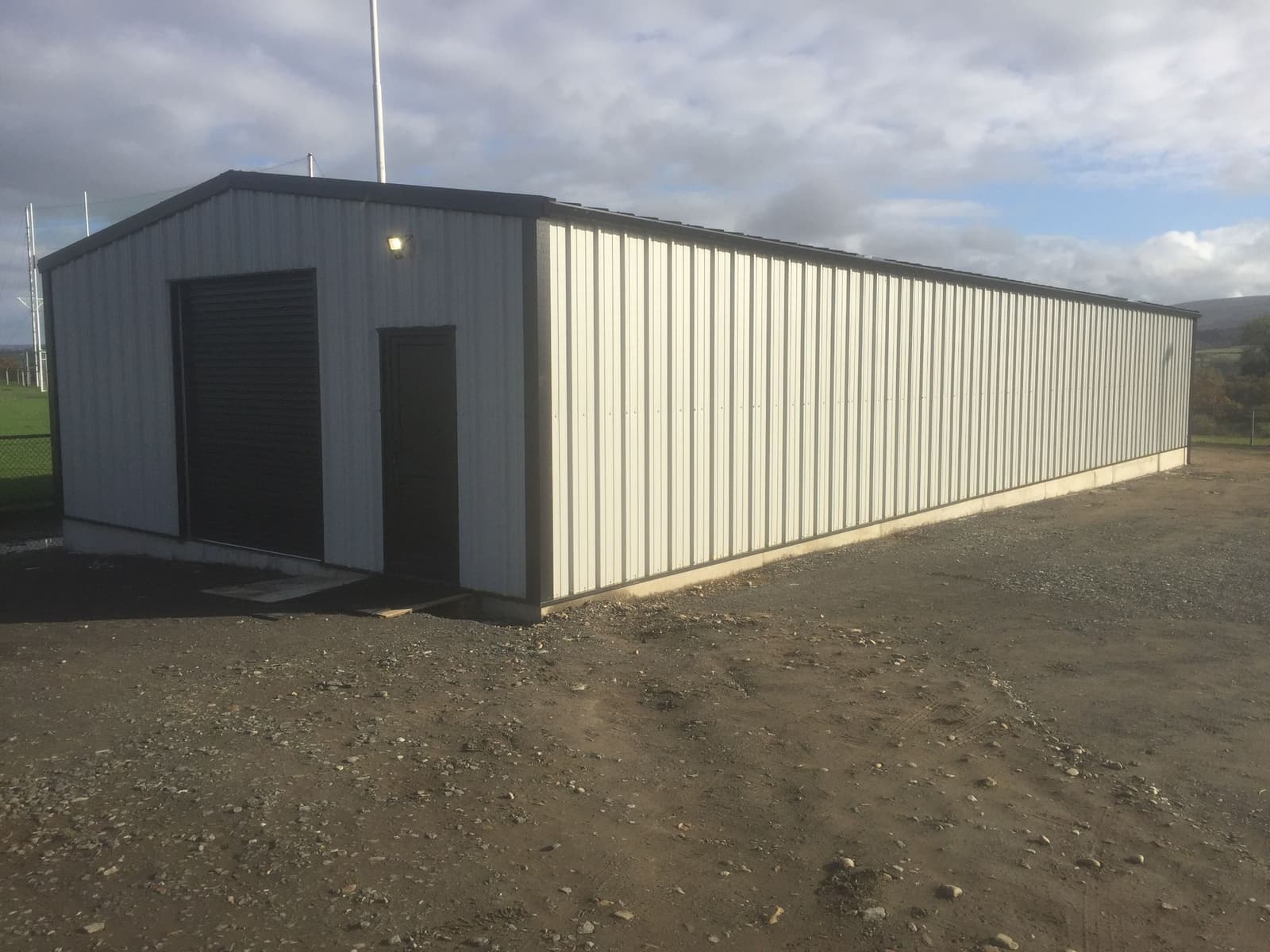 Large white steel building